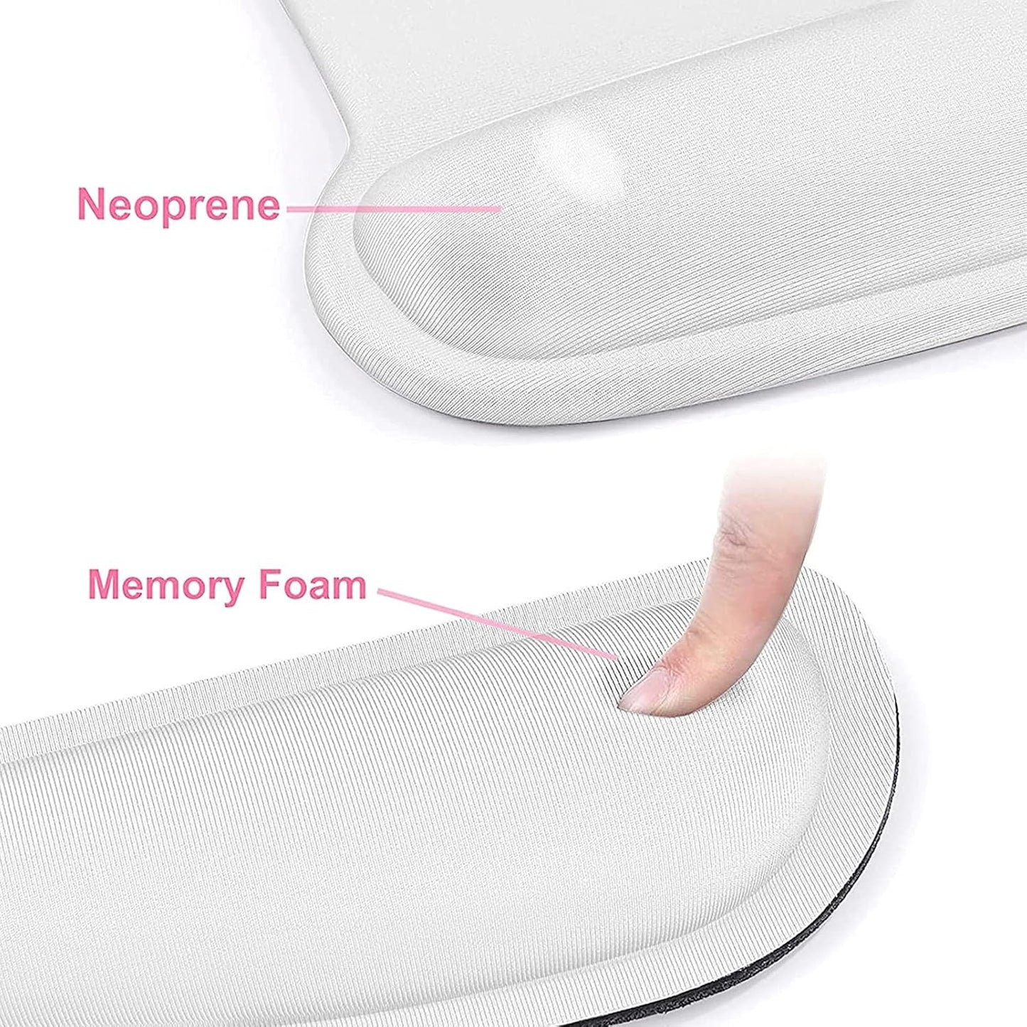 MOSISO Wrist Rest Support for Mouse Pad & Keyboard Set, Ergonomic Mousepad Non-Slip Base Home/Office Pain Relief & Easy Typing Cushion with Neoprene Cloth & Raised Memory Foam, White