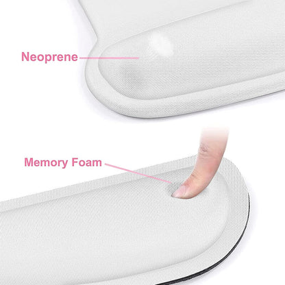 MOSISO Wrist Rest Support for Mouse Pad & Keyboard Set, Ergonomic Mousepad Non-Slip Base Home/Office Pain Relief & Easy Typing Cushion with Neoprene Cloth & Raised Memory Foam, White