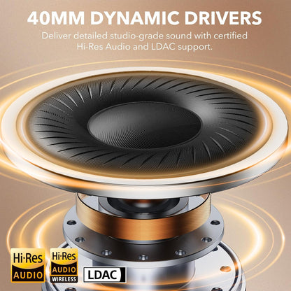 YMOO Bluetooth 5.3 Hybrid Active Noise Cancelling Headphones for Airplane Travel, Wired and Wireless ANC Headphones, 80H Playtime Over Ear Headphone, Low Latency Bluetooth Headset with Mic for Adults