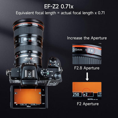 VILTROX EF-Z2 Auto Focus Lens Adapter 0.71x Reducer Speedbooster Lens Converter Compatible with Canon EF Mount Lens to Nikon Z Mount Mirrorless Cameras Z5 Z6 Z6II Z7 Z7II Z50 Zfc
