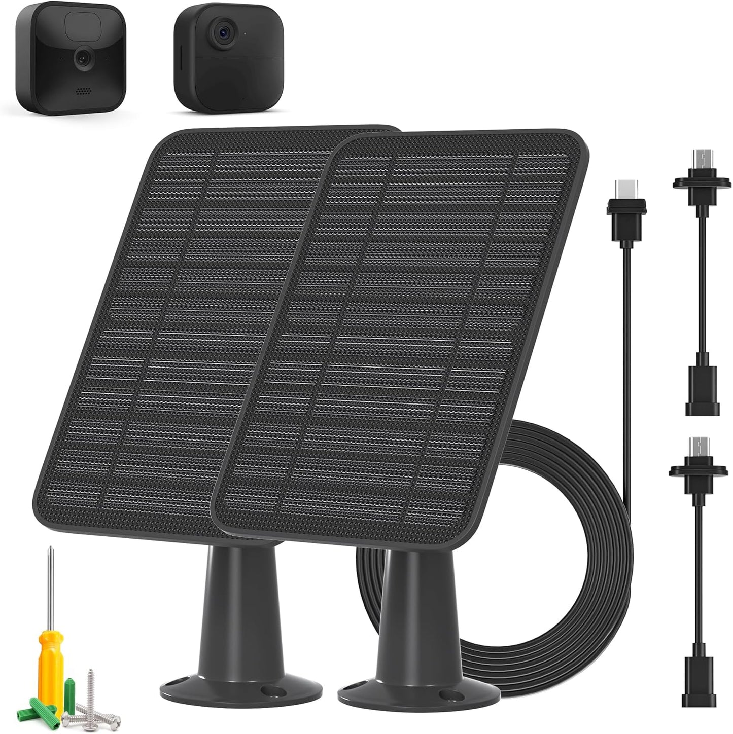 5W Solar Panel Compatible with Blink Outdoor 4(4th Gen)/Blink Outdoor(3rd Gen) XT3 & Blink XT2/XT Camera, Blink Solar Panel Charger with 13.1ft Cable Rubber Plug, IP65 Waterproof, Secure Mount, 2 Pack