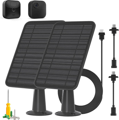 5W Solar Panel Compatible with Blink Outdoor 4(4th Gen)/Blink Outdoor(3rd Gen) XT3 & Blink XT2/XT Camera, Blink Solar Panel Charger with 13.1ft Cable Rubber Plug, IP65 Waterproof, Secure Mount, 2 Pack