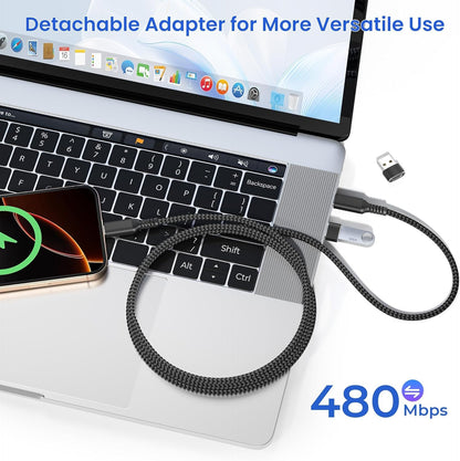 Elebase USB Type C to C 100W Cable 10FT with USB Adapter,Fast Charging PD Charger Cord for iPhone 16 15 Pro Max Plus,Samsung Galaxy S23 S24,Car Play,MacBook Mac,iPad 9 10,Z Flip Fold 4 5,Ultra,A53 A54