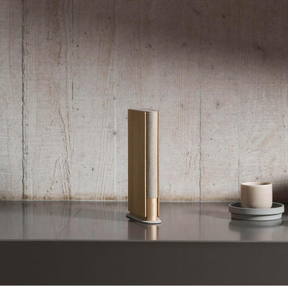 Bang & Olufsen Beosound Emerge Bookshelf Wi-Fi Speaker, Gold Tone/Light Oak