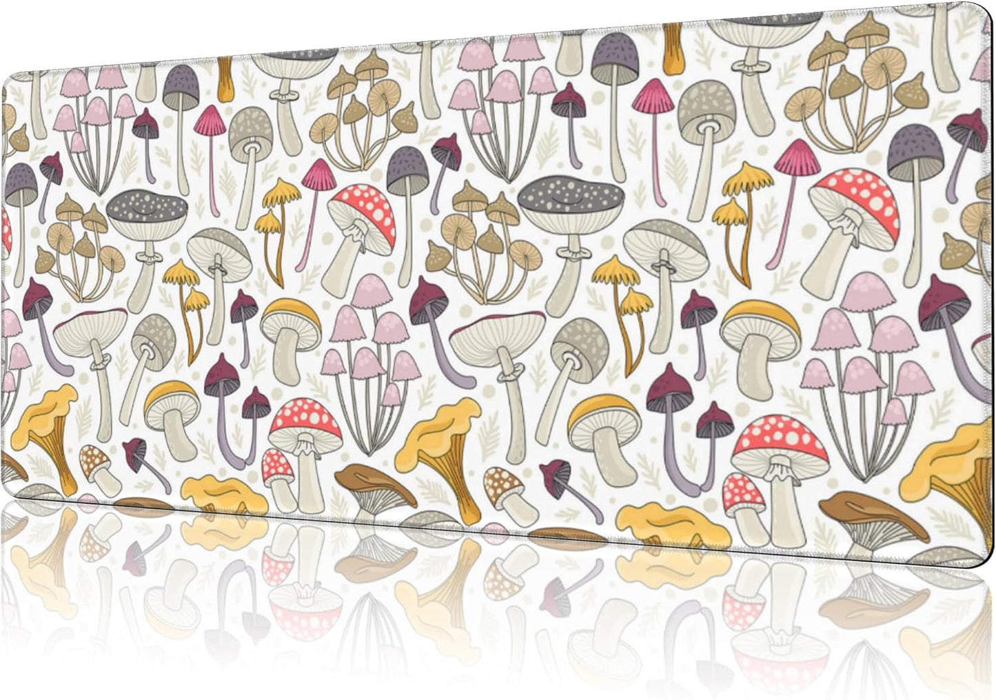 Mouse Pad Large Colorful Mushrooms Non-Slip Gaming Desk Mat with Stitched Edge Laptop Keyboard Desk Pad for Work Home Gaming (35.4 x 15.7 Inches)