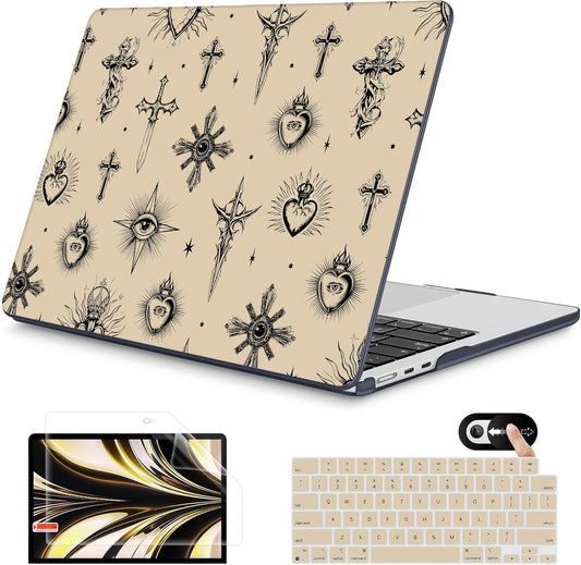 Mektron for 2025 M4 MacBook Air 13.6 Inch A3240 Case Fits 2023 A2681 M2 2024 A3113 M3 Chip with Liquid Retina Display Touch ID, Printed Plastic Hard Shell Cover for MacBook Air 13.6", Evil Eye