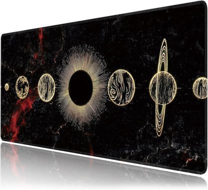 Galaxy Planet Large Mouse Pad,Gaming Keyboard Desk Pad,Extended Mouse Mat Non-Slip Rubber Base with Stitched Edges for Office Game Home XXL 35.4"x15.7"