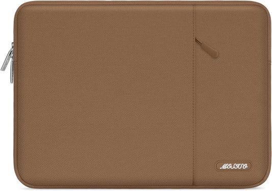 MOSISO Laptop Case 13.3 inch, 13-13.3 inch Laptop Sleeve Compatible with MacBook Air/Pro 13 / Pro 14, HP Dell ASUS Lenovo Notebook, Polyester Vertical Computer Sleeve Bag with Pocket, Mocha