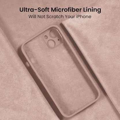 FireNova Designed for iPhone 14 Case, Silicone Upgraded [Camera Protection] Phone Case with [2 Screen Protectors], Soft Anti-Scratch Microfiber Lining Inside, 6.1 inch, Pinksand