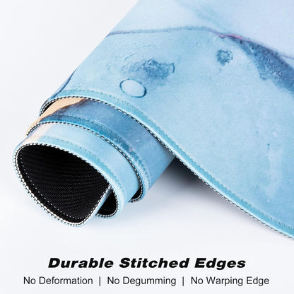 Extended Gaming Mouse Pad, XXL Large Desk Pad 30 x 14 Inch, Big Computer Keyboard Mousepad, Waterproof Mouse Mat with Stitched Edges and Non-Slip Base for Women Office Gaming, Blue Marble