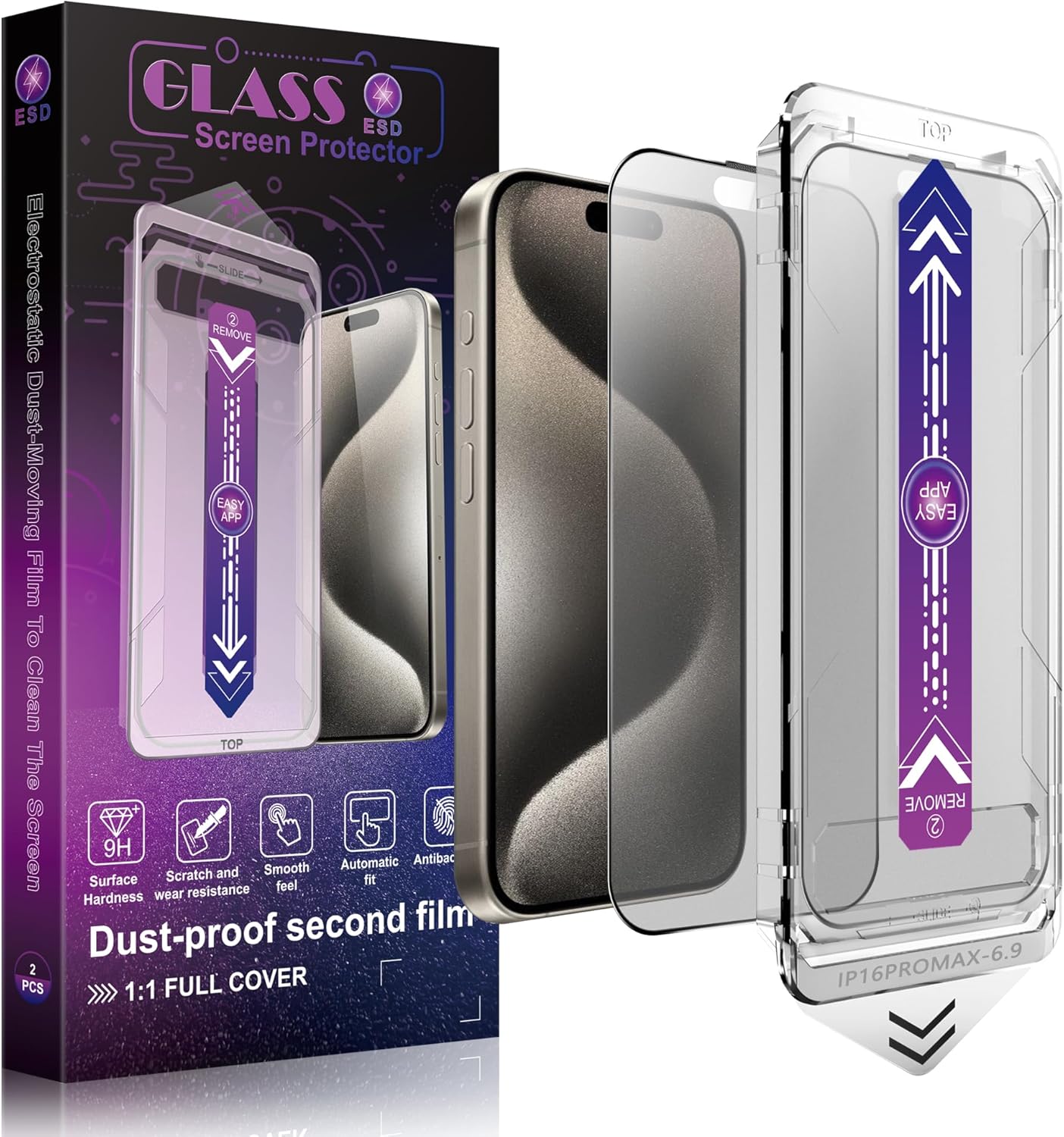 2 Pack Matte Screen Protector for iPhone 16 Pro Max 6.9-Inch Auto Dust Removal, No Bubbles, Tempered Glass Film, Easy Installation