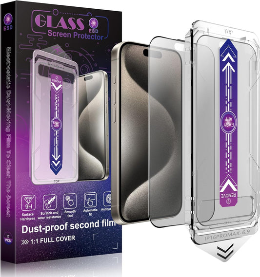 2 Pack Matte Screen Protector for iPhone 16 Pro Max 6.9-Inch Auto Dust Removal, No Bubbles, Tempered Glass Film, Easy Installation