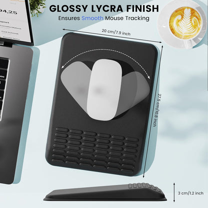 MEKASS Ergonomic Mouse Pad with Wrist Support, Wrist Rest Mousepad for Carpal Tunnel Pain Relief, Memory Foam with Massage Design, Non-Slip PU Base for Office and Home (Classic Black)