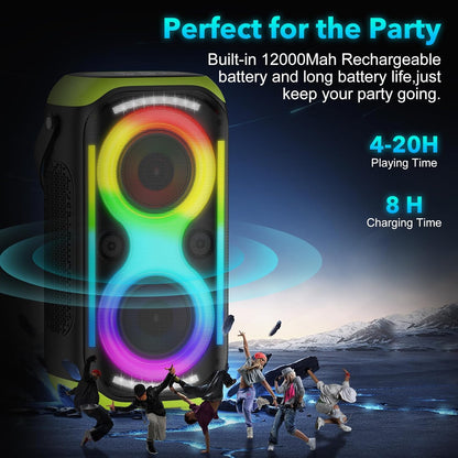 Bluetooth Speaker 160W Loud Wireless Boombox Portable Big Powerful Deep Bass Sound TWS Large Outdoor Home Party Speakers with Subwoofer LED Lights
