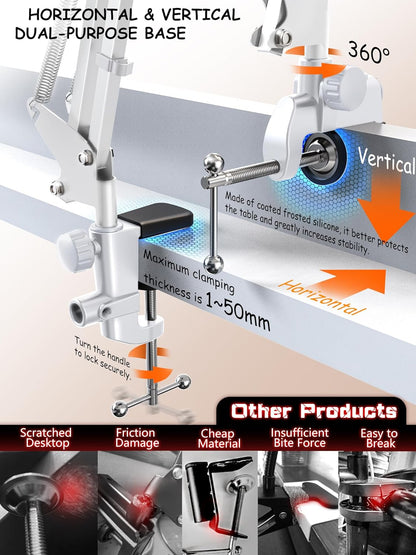 Foldable Tablet Stand, Tablet Mount Adjustable for Bed,Universal Flexible Tablet Holder with 360 Degree Rotation for iPad/iPhoneX/iPad Pro/N-Switch,or Other 4.5~13.5 Inches Devices (White)