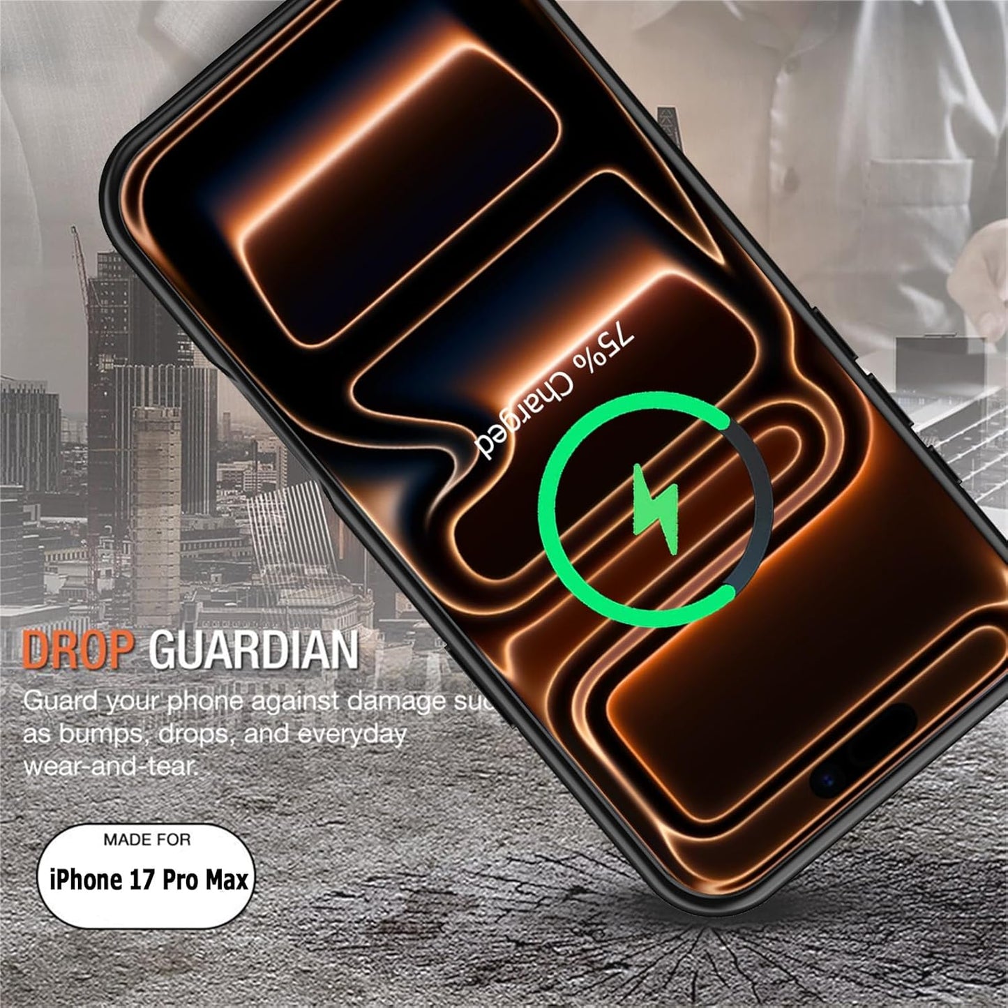 Battery Case for iPhone 17 Pro Max,12000mAh Rechargeable Portable Charging Case with Wireless Charging Compatible for iPhone 17 Pro Max (6.9inch) with Carplay Extend Battery Pack Charger Cover (Black)