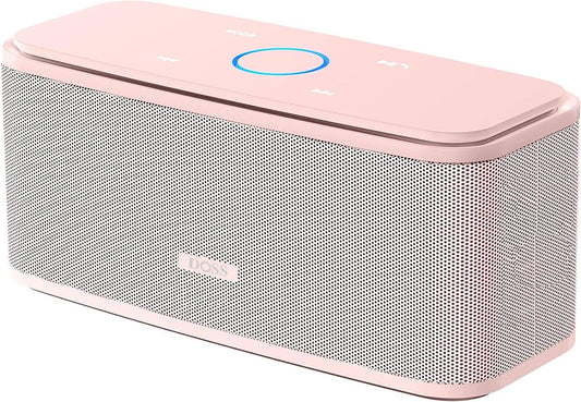 DOSS SoundBox Touch Wireless Bluetooth Speaker with 12W HD Sound and Bass, IPX5 Water-Resistant, 20H Playtime, Handsfree, Portable for Office, Home, Outdoor, Travel- Light Pink