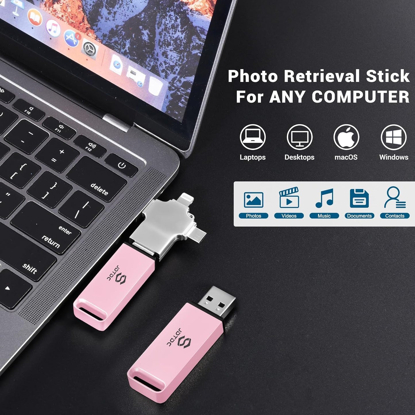 Photo-Storage-Stick 512GB Secure Auto Backup Photo Stick for All Devices | Smart Detection & Organization | Picture-Saver-Flash-Drive Easy-Photo & Video Memory-Backup-Thumb-Drive iPad-Backup-USB-Drive