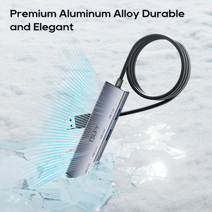 TSUPY Multi USB C USB A 3.0 Hub with 4FT Extended Cable,4 Ports Aluminium USB 3.0 Splitter,2 USB-C & 2 USB-A Ports USB Extender Hub for Laptop, PC, Flash Drive, Mobile HDD,Printer, Mouse, Keyboard