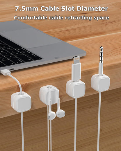 Magnetic Cable Clips, Adjustable Cord Holder Management, Adhesive Wire Keeper Organizer for Home Office Desk Phone PC Car Wall Desktop Nightstand Appliance (9-Pack White)