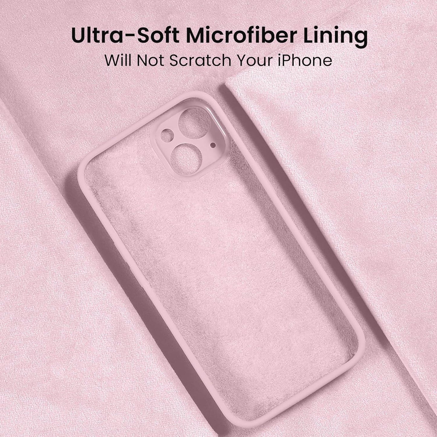 FireNova Designed for iPhone 15 Case, Silicone Upgraded [Camera Protection] Phone Case with [2 Screen Protectors], Soft Anti-Scratch Microfiber Lining Inside, 6.1 inch, Chalk Pink