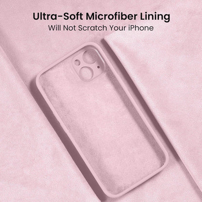 FireNova Designed for iPhone 15 Case, Silicone Upgraded [Camera Protection] Phone Case with [2 Screen Protectors], Soft Anti-Scratch Microfiber Lining Inside, 6.1 inch, Chalk Pink