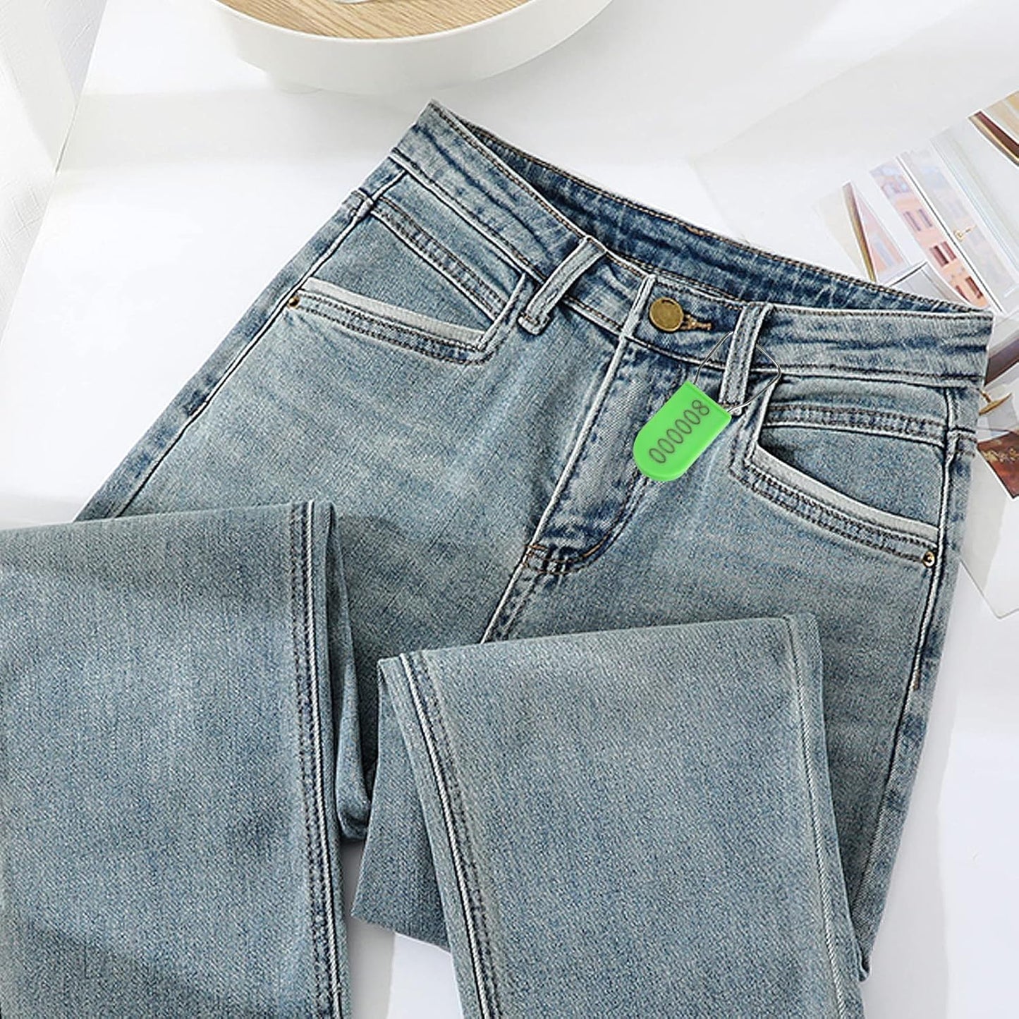 1000PCS Plastic Padlock Security Seals Metal Wire Padlocks Electric Meter Lockout Tags Self-Locking Numbered Anti Tamper Seal Tags Green