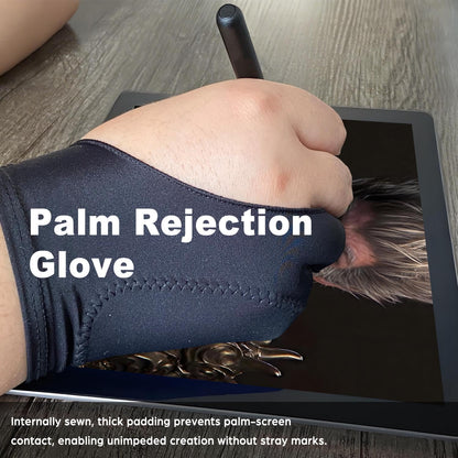 Drawing Glove, Artist Glove for Drawing Tablet, iPad, Digital Art Creation - Palm Rejection, Exposed Fingertip, Suitable for Left and Right Hand - S, Pack of 2