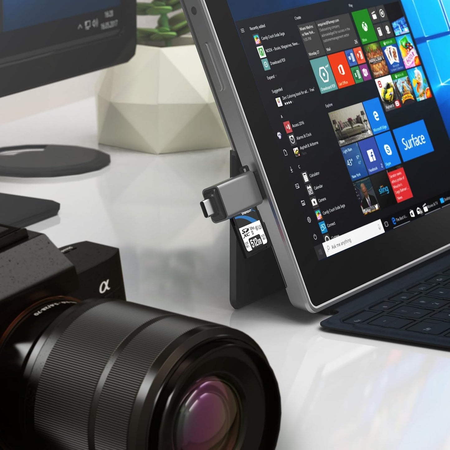 SABRENT SD Card Reader, High-Speed USB C to Micro SD Card Adapter, USB 3.0 OTG Dual Slots Memory Card Reader & 3.0 OTG – High Speed Micro SD Card Reader for SD, SDHC, SDXC, MMC, T-Flash (CR-BCA2)