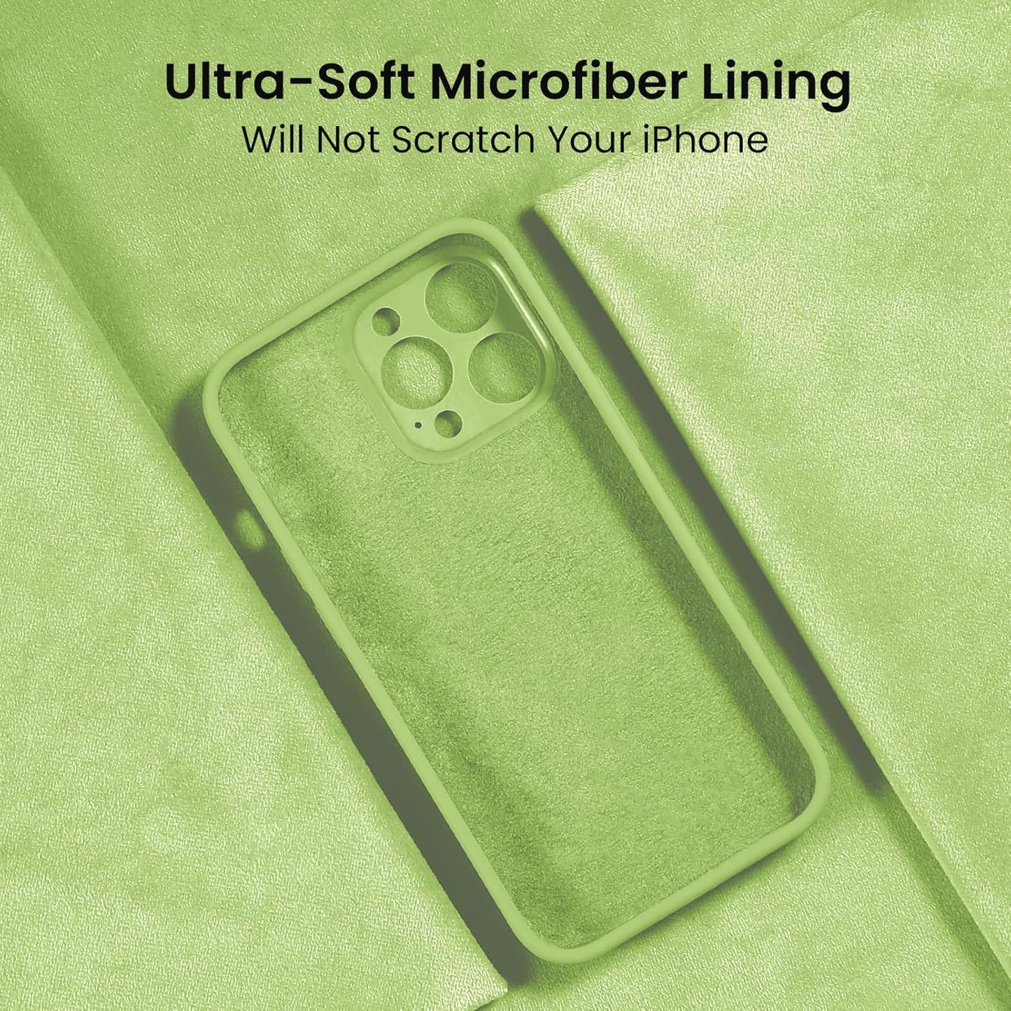 FireNova for iPhone 14 Pro Case, Silicone Upgraded [Camera Protection] Phone Case with [2 Screen Protectors], Soft Anti-Scratch Microfiber Lining Inside, 6.1 inch, Tea Green