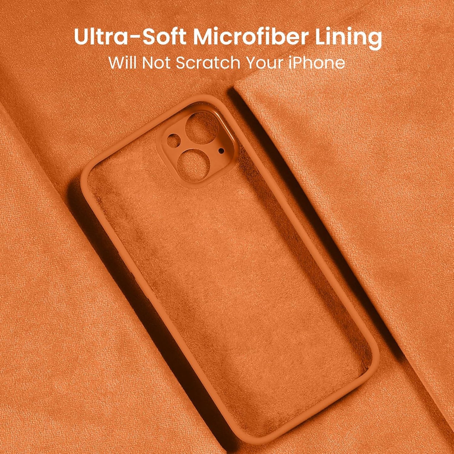 FireNova Designed for iPhone 15 Case, Silicone Upgraded [Camera Protection] Phone Case with [2 Screen Protectors], Soft Anti-Scratch Microfiber Lining Inside, 6.1 inch, Kumquat