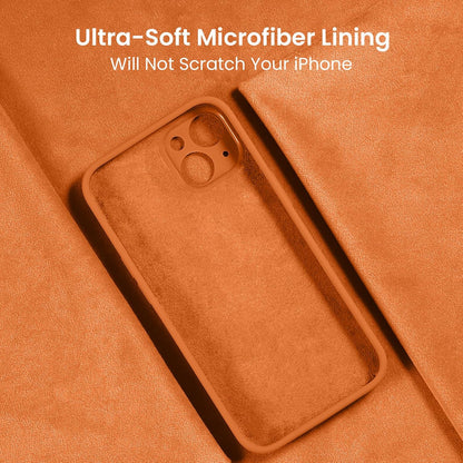FireNova Designed for iPhone 15 Case, Silicone Upgraded [Camera Protection] Phone Case with [2 Screen Protectors], Soft Anti-Scratch Microfiber Lining Inside, 6.1 inch, Kumquat