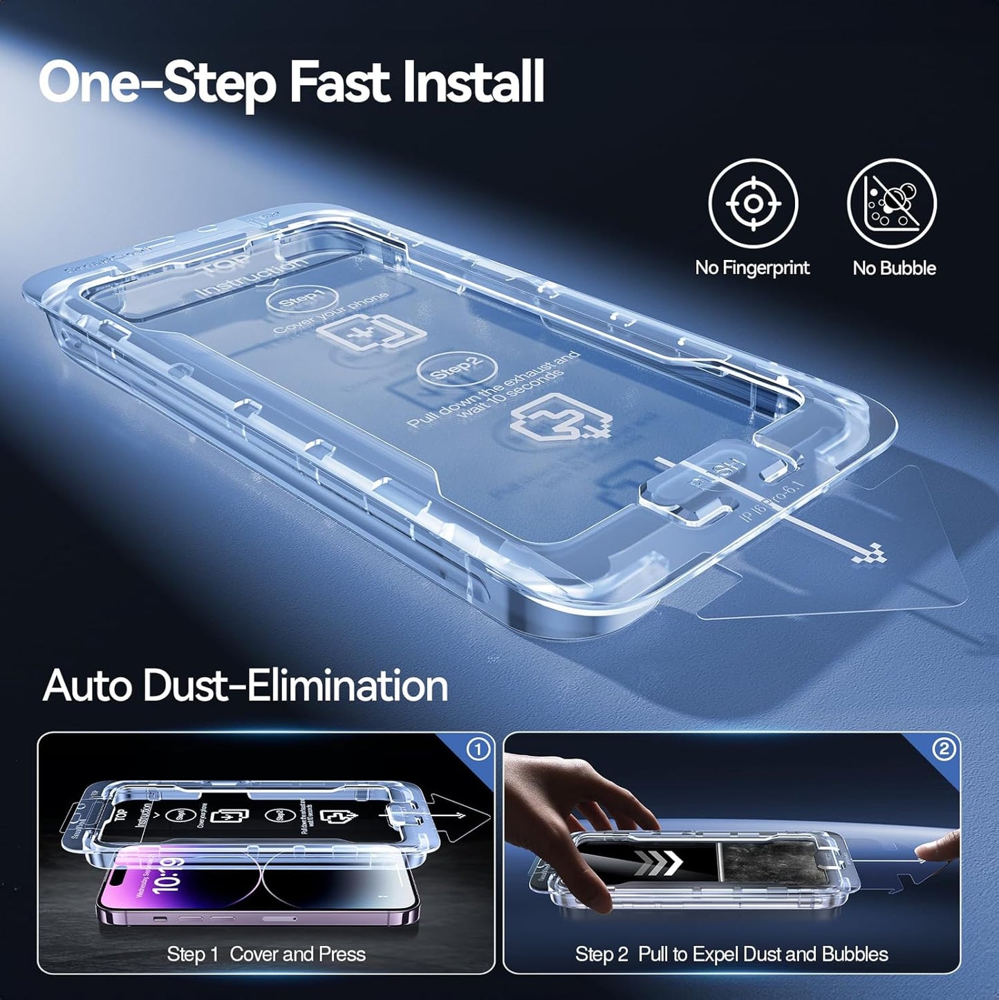 SMARTDEVIL 2 Pack Screen Protector for iPhone 14 Pro(6.1 Inch) Tempered Glass, HD Clear Film, Easy Installation, Dust-Free & Bubble-Free