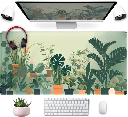 Gardener Mousepad Nature Desk Mat Green Desk Pad Cute Office Decor Mouse Pad Aesthetic Mousepad Plant Deskmat, XXL Large Extended Gaming Deskpad Laptop Keyboard Mouse Mat for Girl 31.5x15.75 in