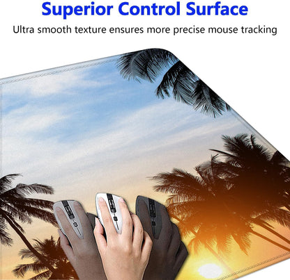 Large Gaming Mouse Pad with Stitched Edges, Extended Desk Mousepad with Superior Micro-Weave Cloth, Non-Slip Base, Water Resist Keyboard Pad for Gamer, Office & Home, 31.5 x 11.8 in,Tropics
