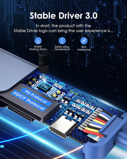 LENTION USB C Hub with 100W Charging, 4K HDMI, Dual Card Reader, USB 3.0 & 2.0 Compatible 2023-2016 MacBook Pro, New Mac Air/Surface, Chromebook, More, Stable Driver Adapter (CB-CE18,Blue)