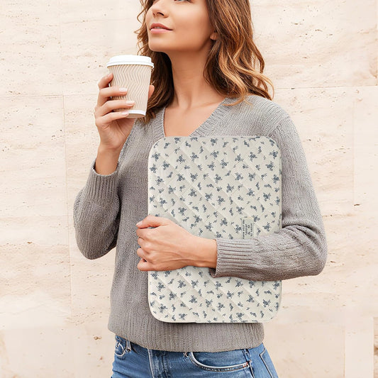 Puffy Laptop Sleeve 13-15.6 Inch Cute Quilted Laptop Protective Case Padded Floral Computer Sleeve for MacBook (A-Light Blue, 15 Inch)