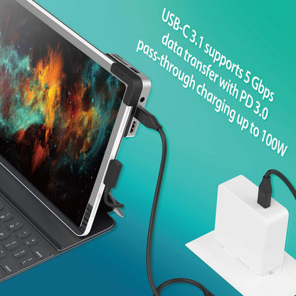 j5create iPad Pro USB C Hub- 6-in-1 Travel Dock for iPad Pro 12.9”/11”, with 4K@60Hz HDMI, USB C PD Charging 100W & Data, USB A 3.1, SD and microSD Card Reader, 3.5mm Headphone Jack (JCD612)