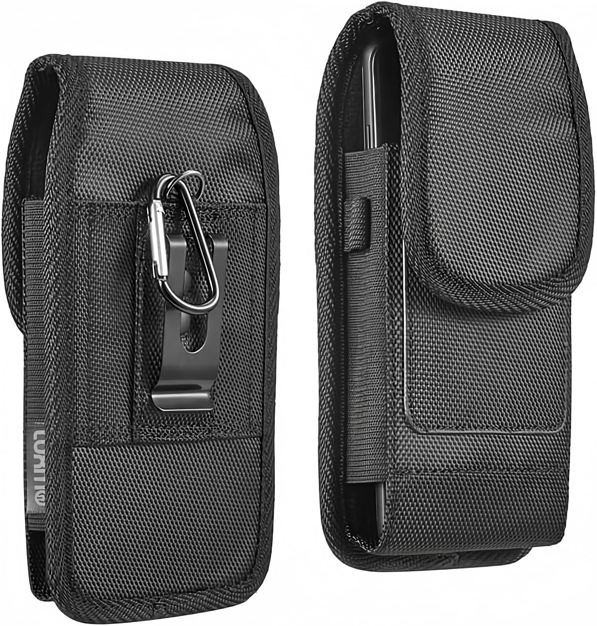 Cell Phone Holster for iPhone SE iPhone 8 7 6s Case with Belt Clip Phone Belt Holder for Men Women Pouch Carrying Cover (Fits Phone iPhone SE, 8 7 6s with Otterbox Case on) Black Nylon, Small