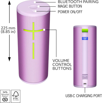 Ultimate Ears MEGABOOM 4 Portable Waterproof Bluetooth Speaker, 360-Degree Sound, Thundering Bass, 147ft Range, 20-Hour Battery, Floating Speaker - Lilac