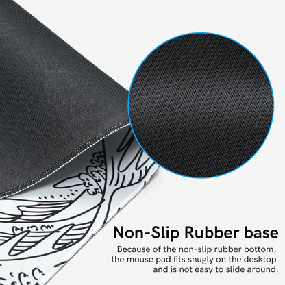 Large Gaming Mouse Pad for Desk,Kanagawa XXL Mouse Pad 35.4x15.7 Inch,Waterproof Desk Pad,Non-Slip Rubber Base Mice Pad,Keyboard Pad Computer Mat,White Mouse pad