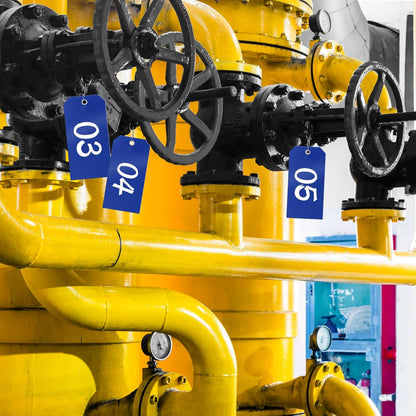 100 Pieces Plastic Shipping Tags with Wires Blank Labeling Tags Waterproof Hang Tags with Reinforcement Hole Durable Wire Tags Labels Stacking Tags for Equipment Parts (Dark Blue, 6 1/4" x 3 1/8")