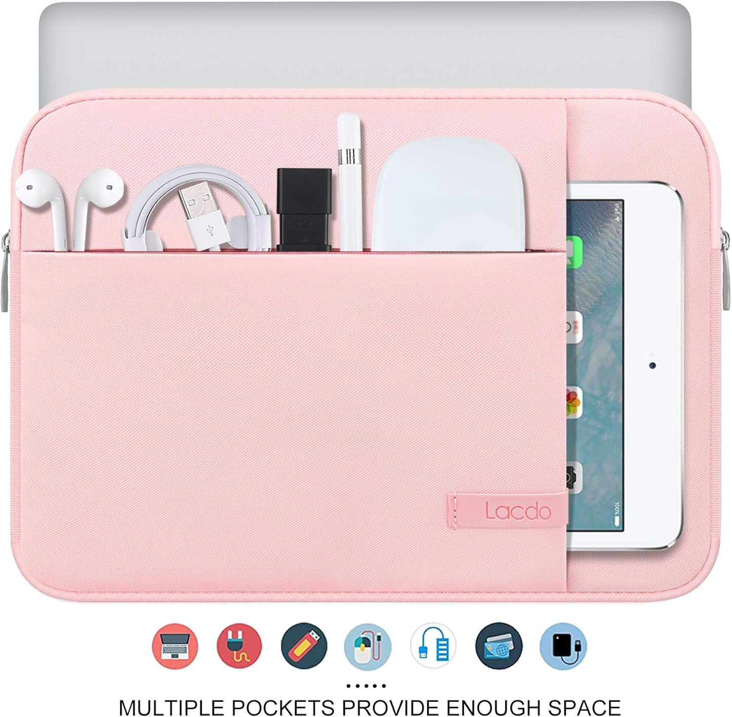 Lacdo 13 inch Laptop Sleeve Case for 13 inch New MacBook Air M4 A3240 2025, M3 A3113, M2 A2681, M1 A2337 | 13" MacBook Pro M2/M1 A2338 A2251 A2289 | 13" iPad Air M3/iPad Pro M4 Computer Bag, Pink
