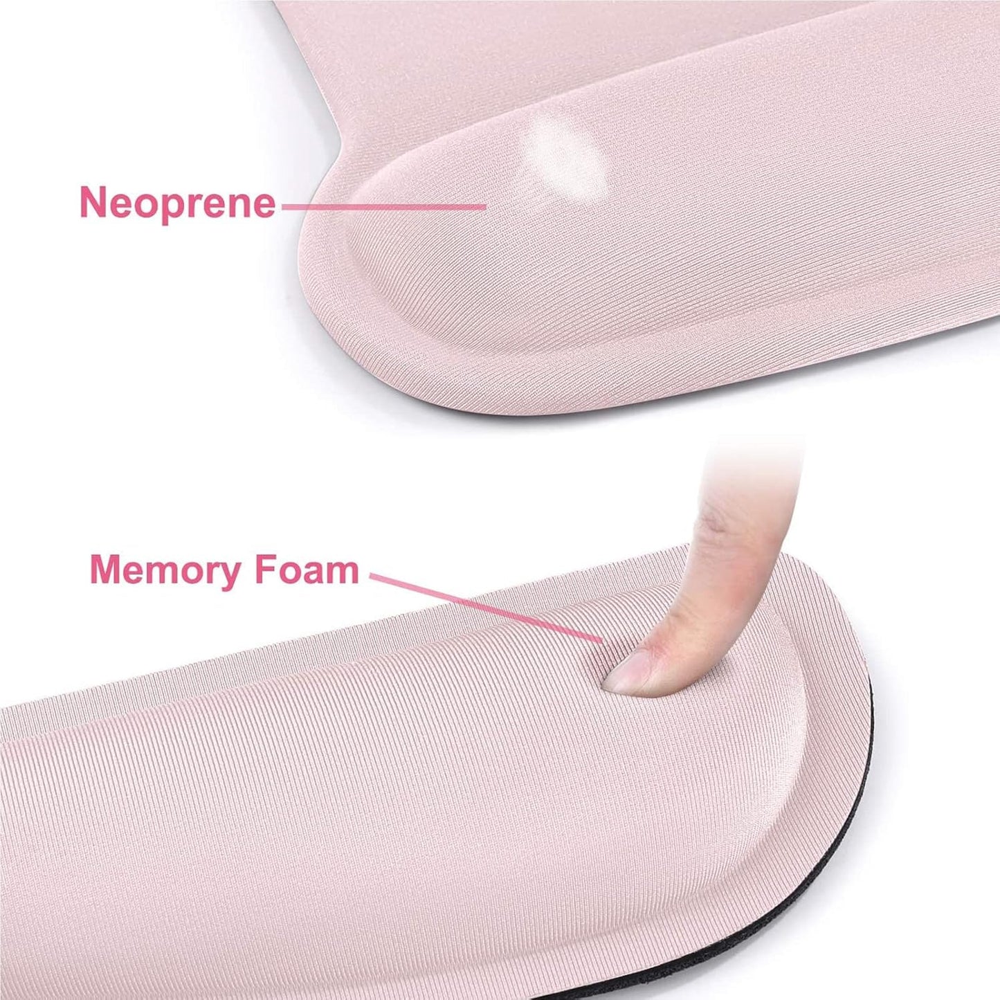 MOSISO Wrist Rest Support for Mouse Pad & Keyboard Set, Ergonomic Mousepad Non-Slip Base Home/Office Pain Relief & Easy Typing Cushion with Neoprene Cloth & Raised Memory Foam, Pink