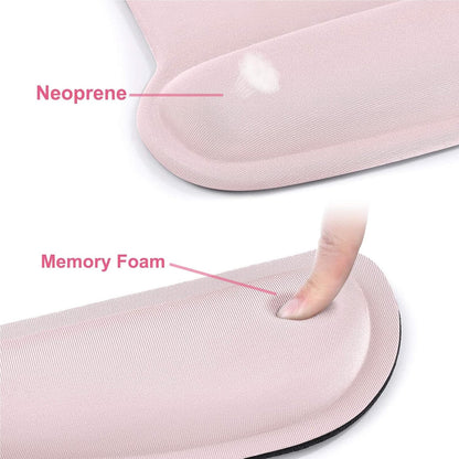 MOSISO Wrist Rest Support for Mouse Pad & Keyboard Set, Ergonomic Mousepad Non-Slip Base Home/Office Pain Relief & Easy Typing Cushion with Neoprene Cloth & Raised Memory Foam, Pink