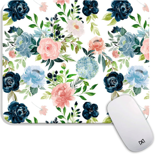 Square Mouse Pad Pretty Flowers, Personalized Premium-Textured Custom Mouse Mat Design, Washable Mousepad Cloth, Non-Slip Rubber Base Computer Mouse Pads for Wireless Mouse