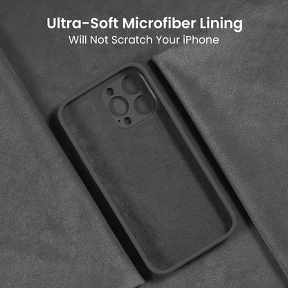 FireNova Designed for iPhone 15 Pro Max Case, Silicone Upgraded [Camera Protection] Phone Case with [2 Screen Protectors], Soft Anti-Scratch Microfiber Lining Inside, 6.7 inch, Space Gray