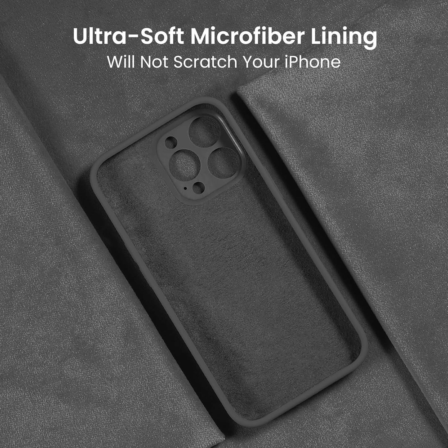 FireNova Designed for iPhone 15 Pro Case, Silicone Upgraded [Camera Protection] Phone Case with [2 Screen Protectors], Soft Anti-Scratch Microfiber Lining Inside, 6.1 inch, Space Gray