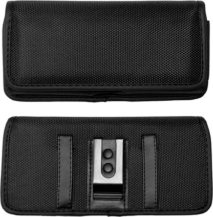 Nylon Cell Phone Holster for Samsung Galaxy A23/A25/A26/S22/S23/S24/S25 Cricket Outlast 5g, icon 5,icon 6, Horizontal Case Canvas Waist Carrying Pouch with Belt Clip/Loops, Black