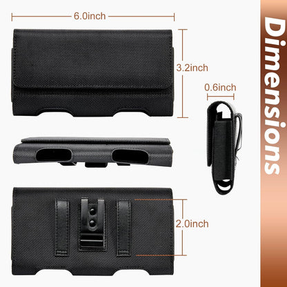 BECPLT Nylon Belt Holster Case for iPhone 12-16 Pro & Galaxy S20-S24 - Cell Phone Pouch with Clip - Black